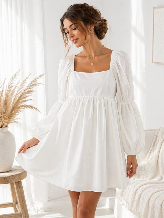 J.ING Dresses & Skirts - NWT J.ING Cottagecore White Puff Sleeve Babydoll Dress S